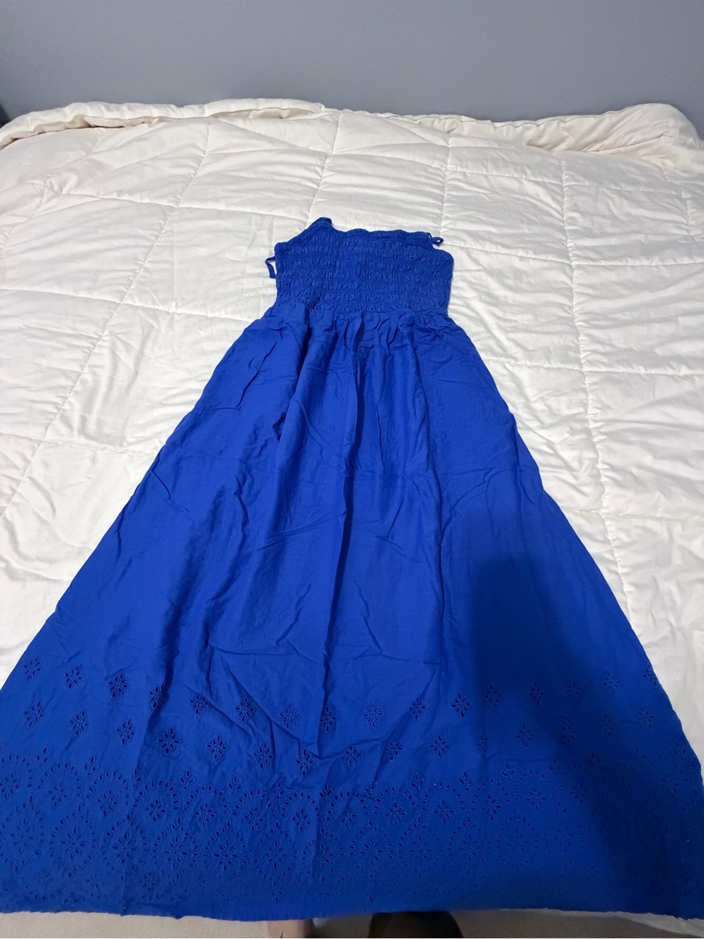 GRoyal Blue Smocked Maxi Dress with removable straps